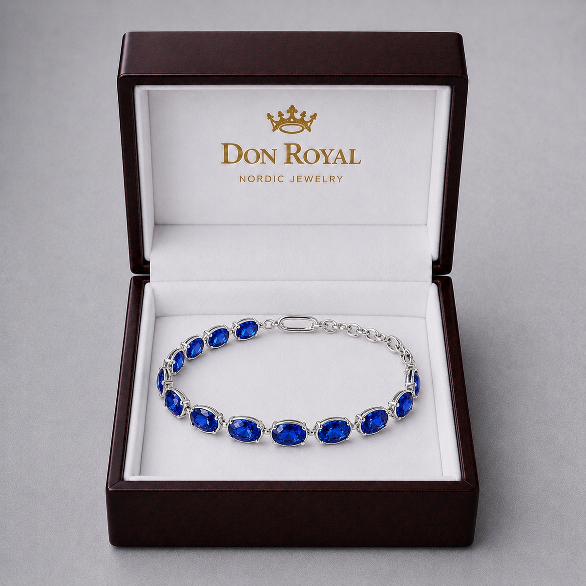 Natural Blue Sapphire Handcrafted Gold Bracelet Box