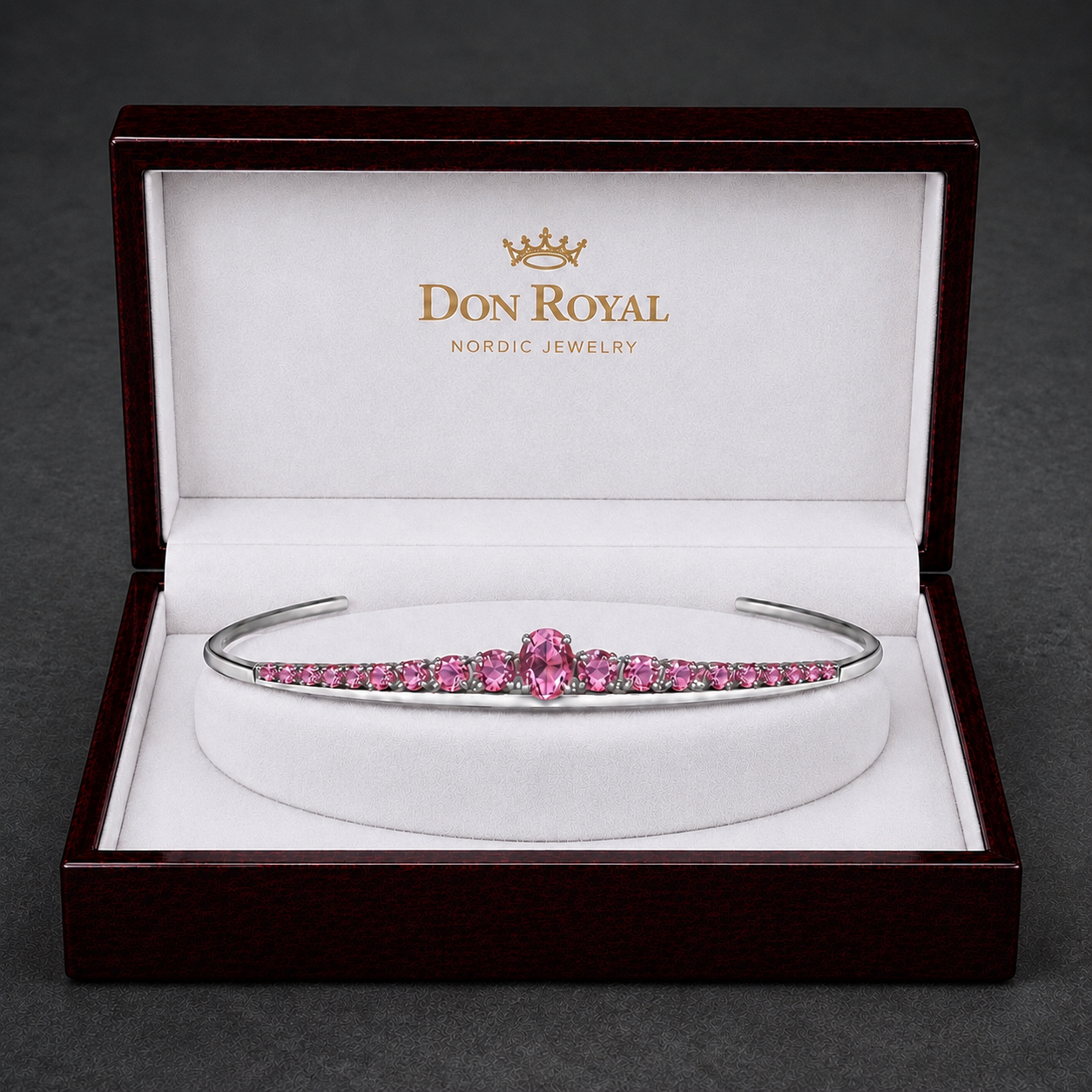 Natural Pink Sapphire Handcrafted Gold Tiara Box