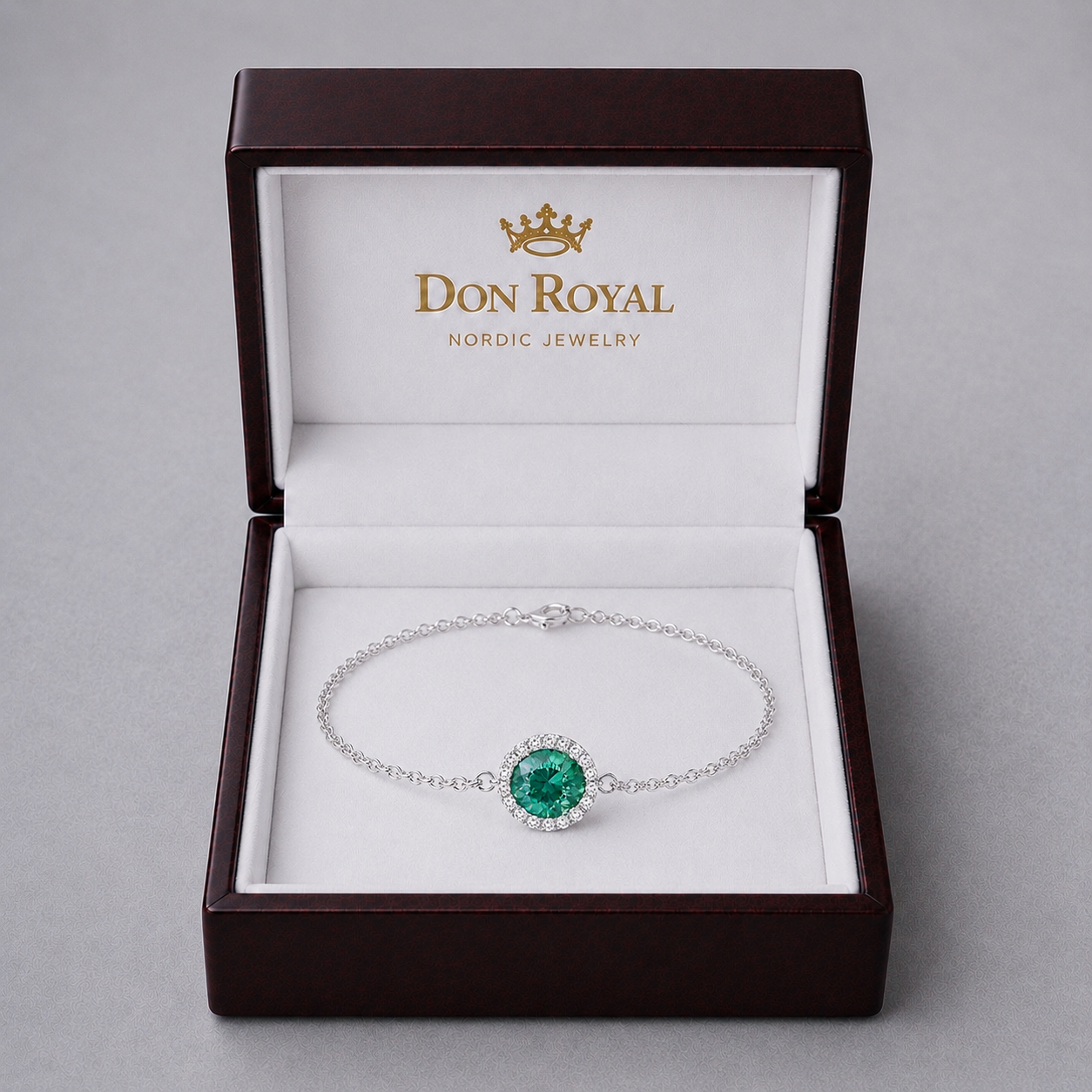 Natural Alexandrite Diamond Halo Handcrafted Gold Bracelet Box