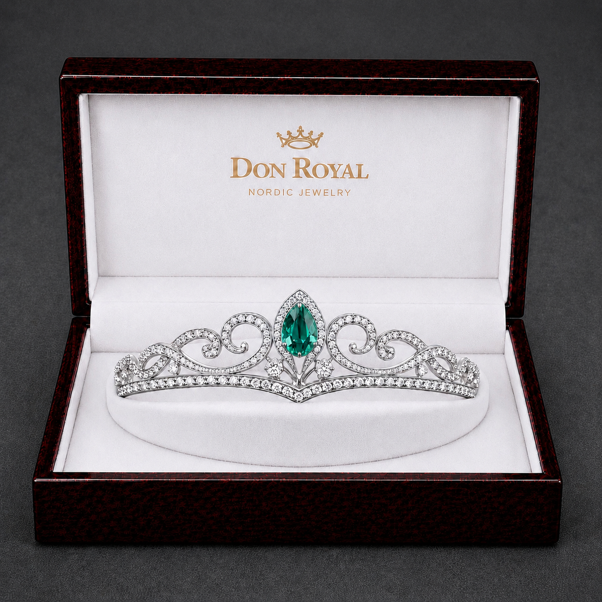 Natural Alexandrite Diamond Handcrafted Gold Tiara Box