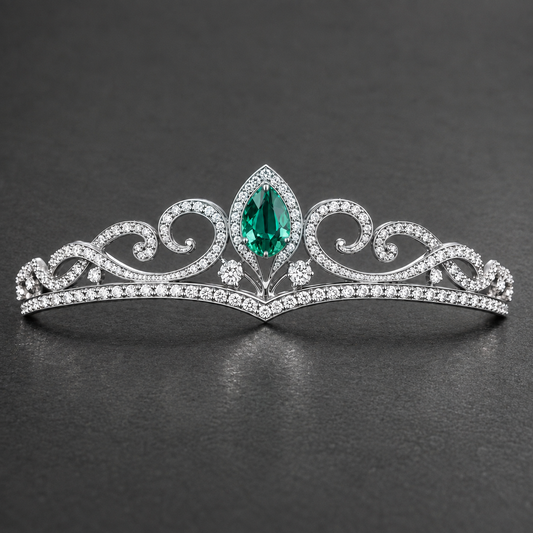 Natural Alexandrite Diamond Handcrafted White Gold Tiara