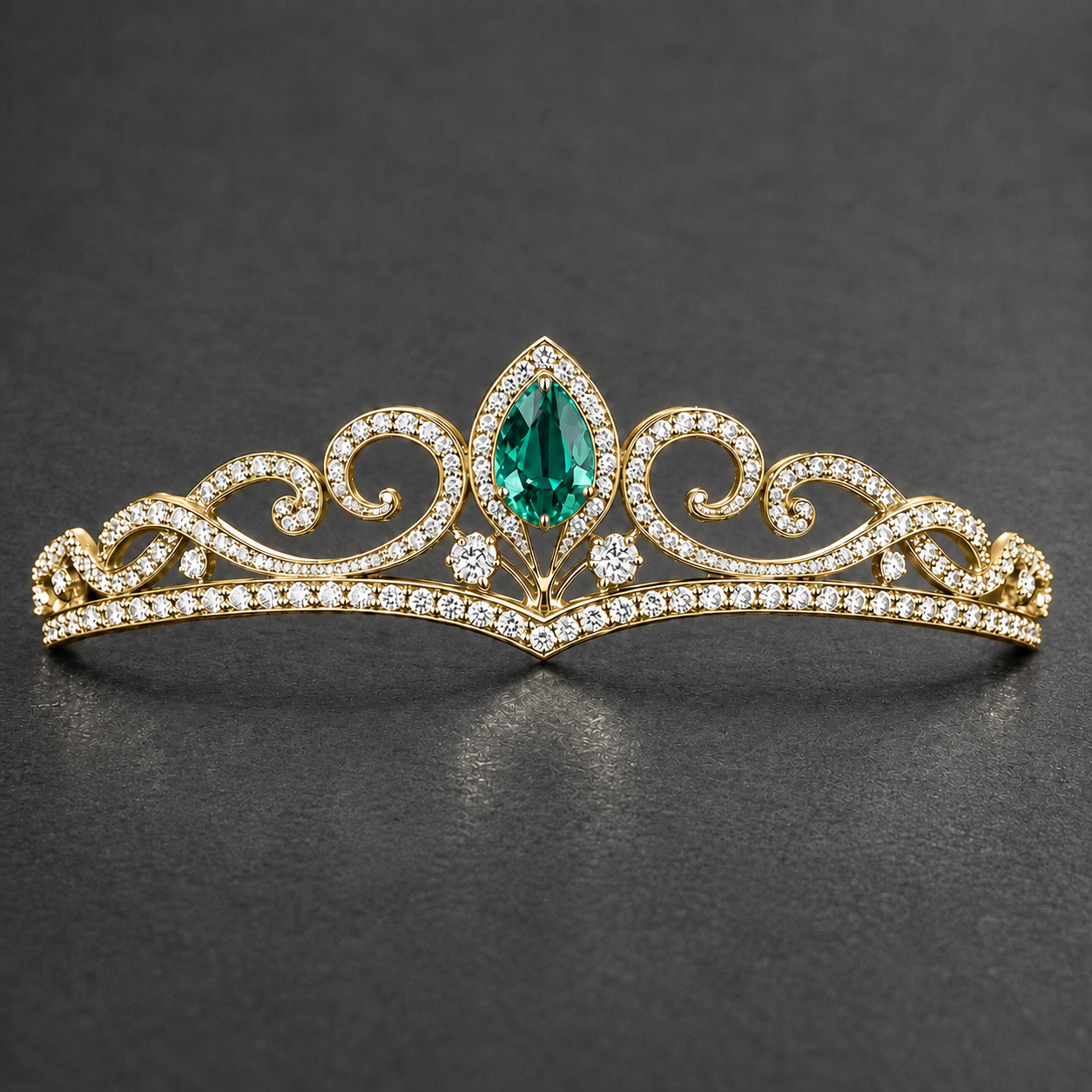 Natural Alexandrite Diamond Handcrafted Yellow Gold Tiara