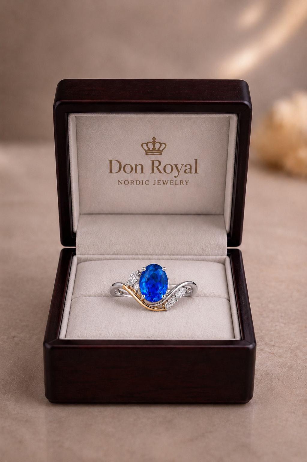 Celestine Blå Safir och Diamant Ring