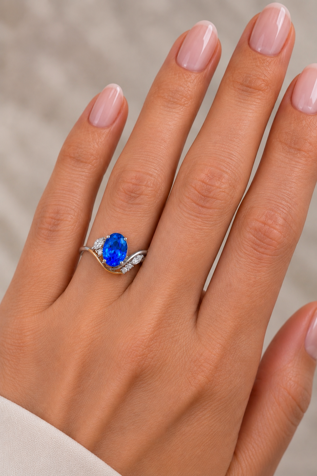 Celestine Blå Safir och Diamant Ring