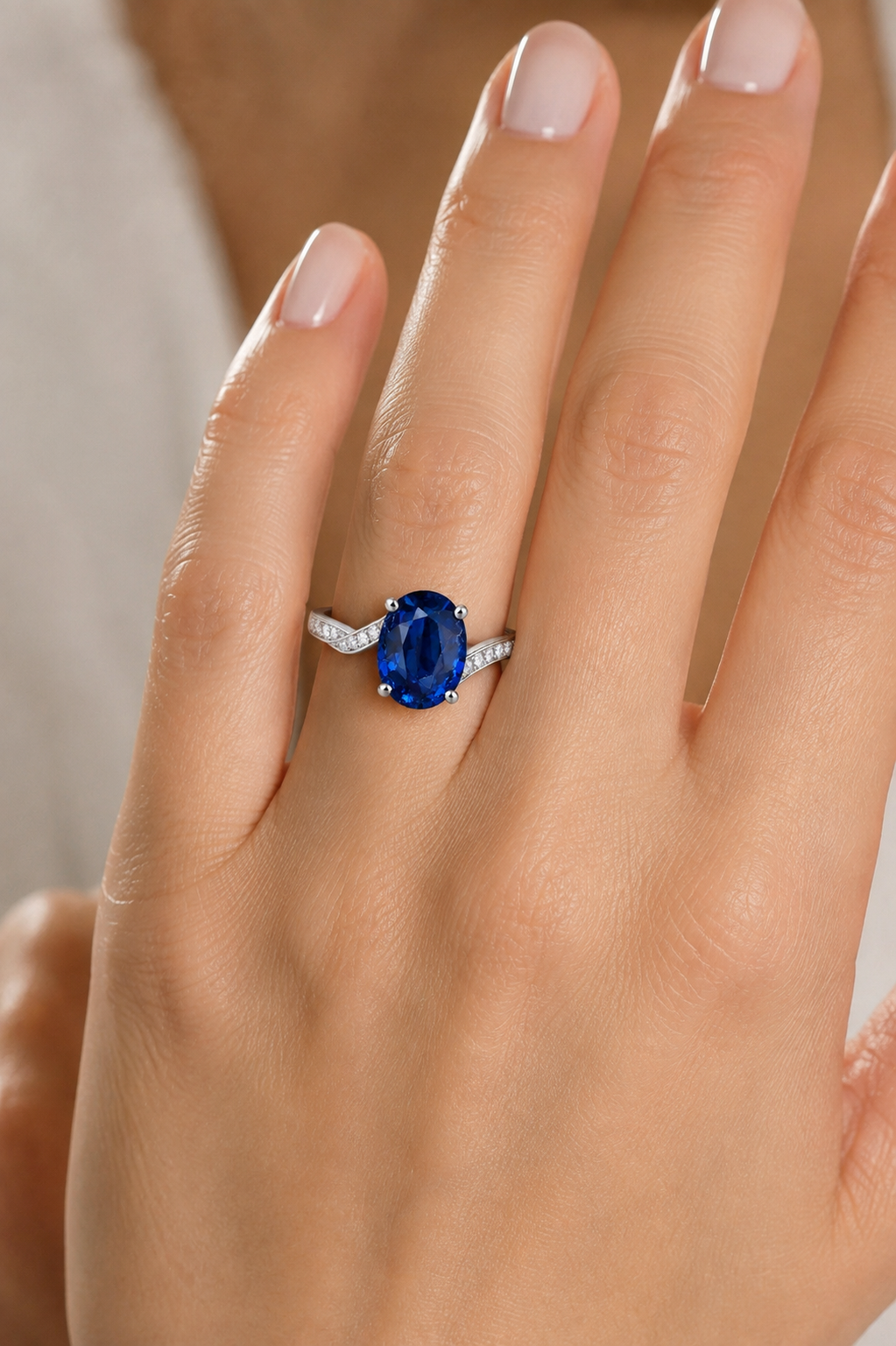 Natural Blue Sapphire Diamond Handcrafted Gold Ring Model