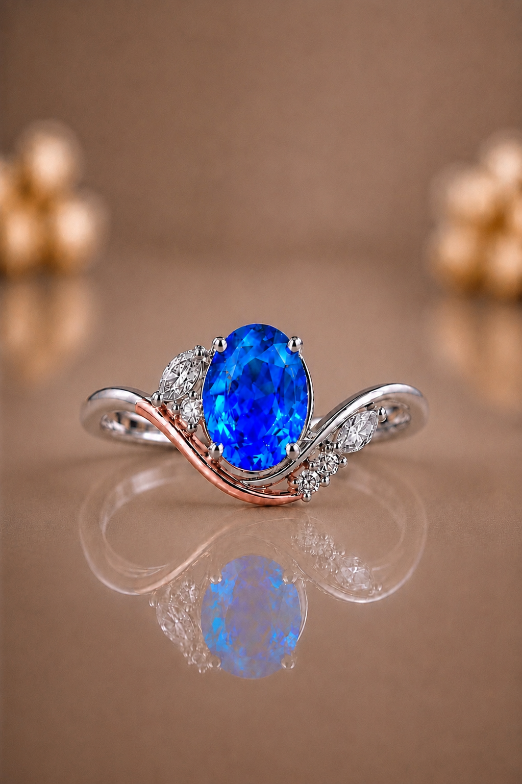 Celestine Blå Safir och Diamant Ring