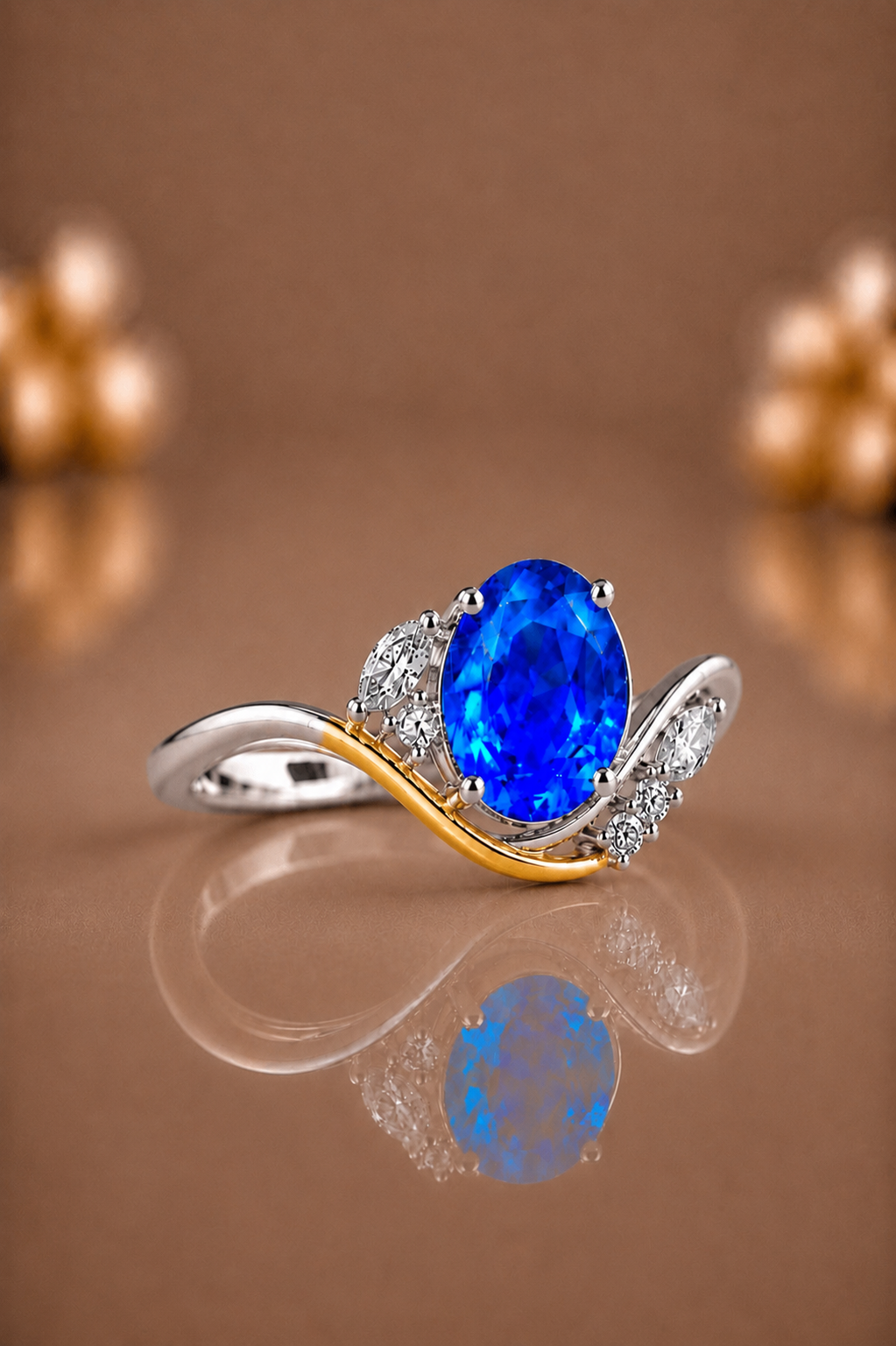 Celestine Blå Safir och Diamant Ring