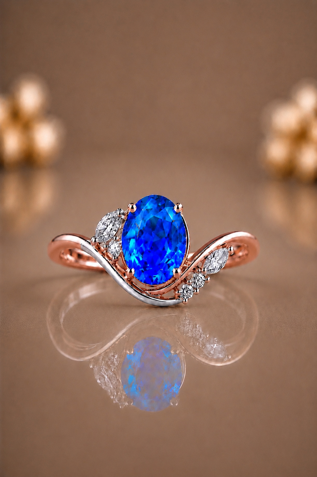 Celestine Blå Safir och Diamant Ring