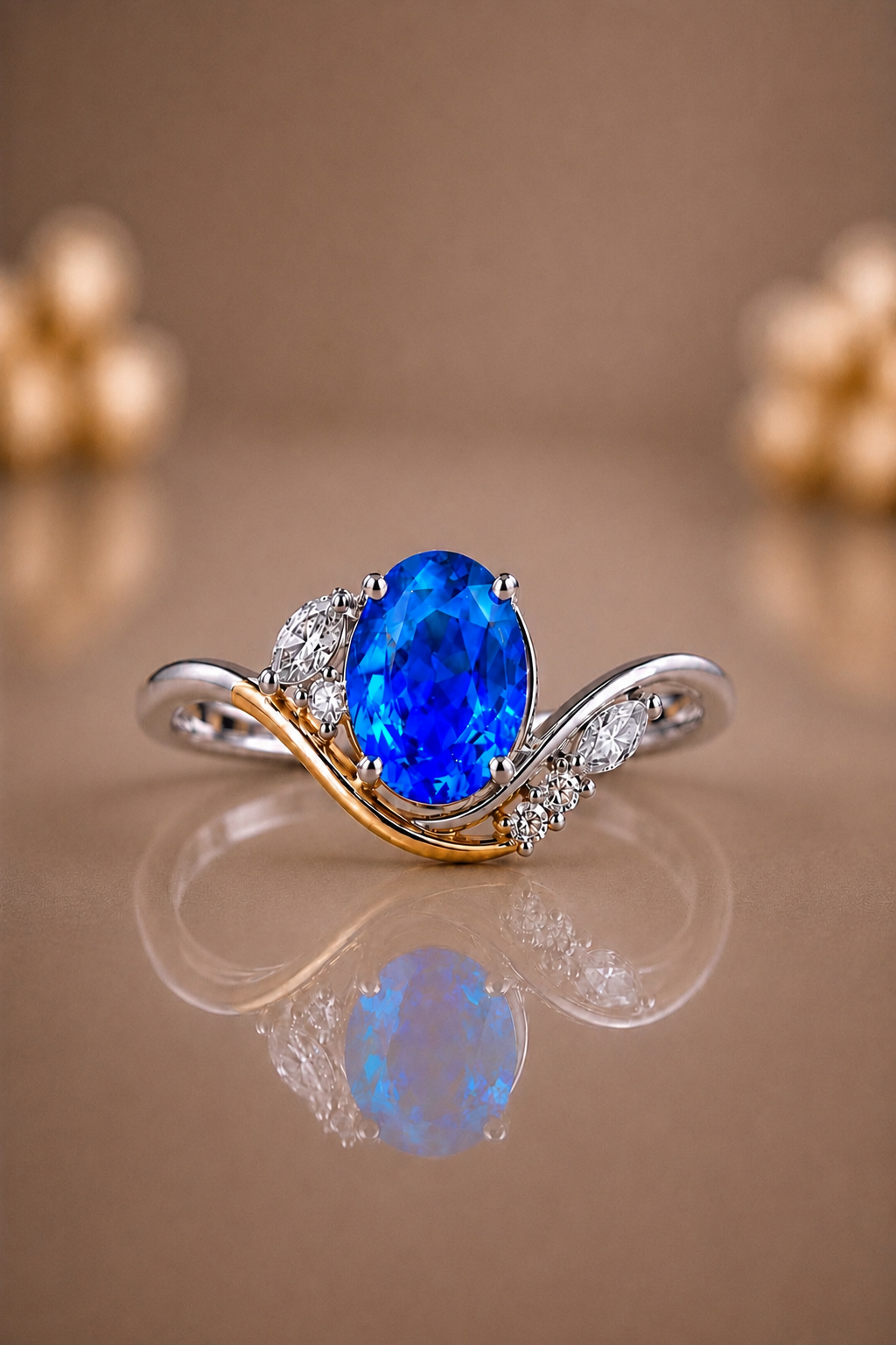 Celestine Blå Safir och Diamant Ring