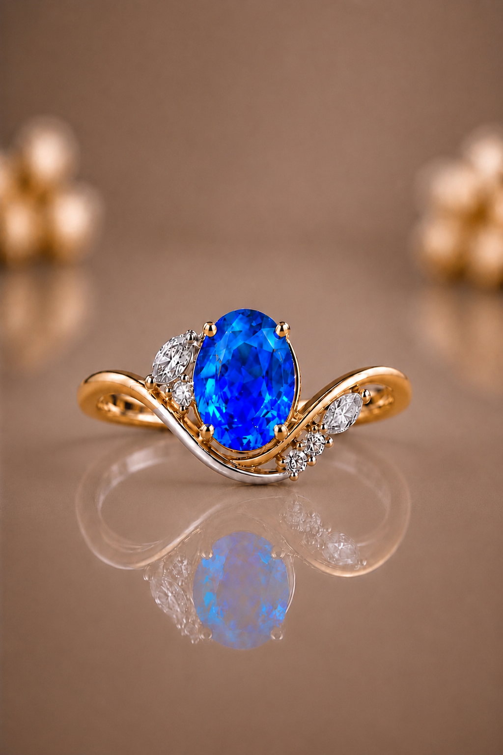 Celestine Blå Safir och Diamant Ring