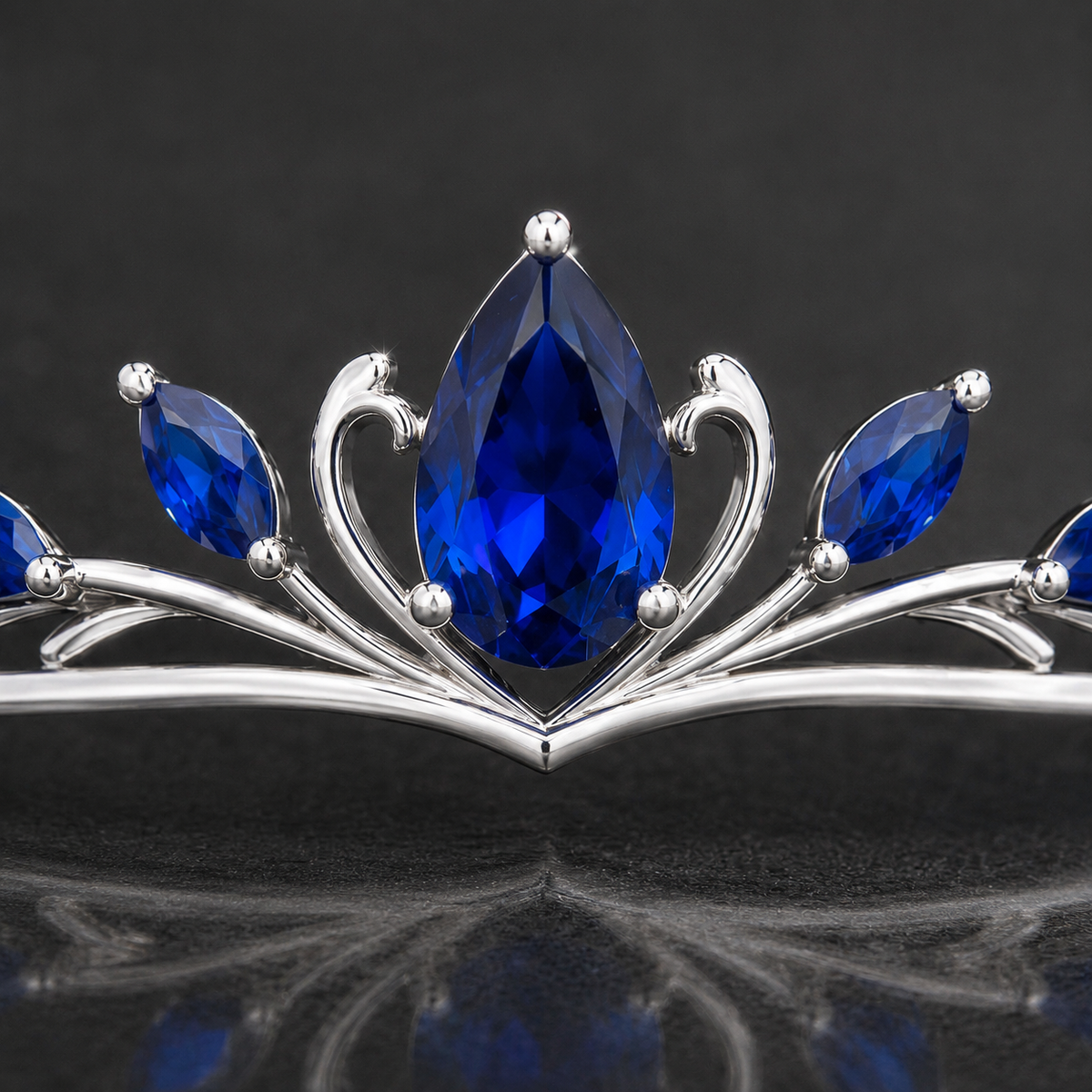 Natural Blue Sapphire Handcrafted Platinum Tiara