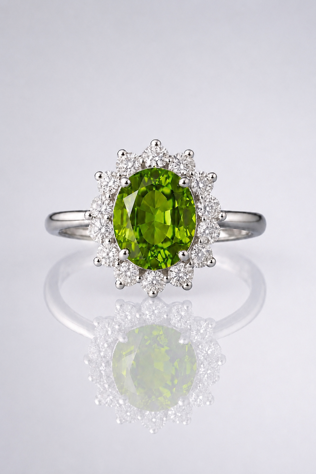 Natural Color Changing Alexandrite Diamond Halo Handcrafted White Gold Ring