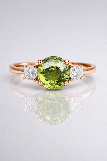 Natural Color Changing Alexandrite Diamond Handcrafted Rose Gold Ring