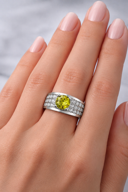 Natural Color Changing Alexandrite Diamond Handcrafted Unisex Gold Ring Model