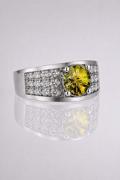 Natural Color Changing Alexandrite Diamond Handcrafted Unisex Platinum Ring