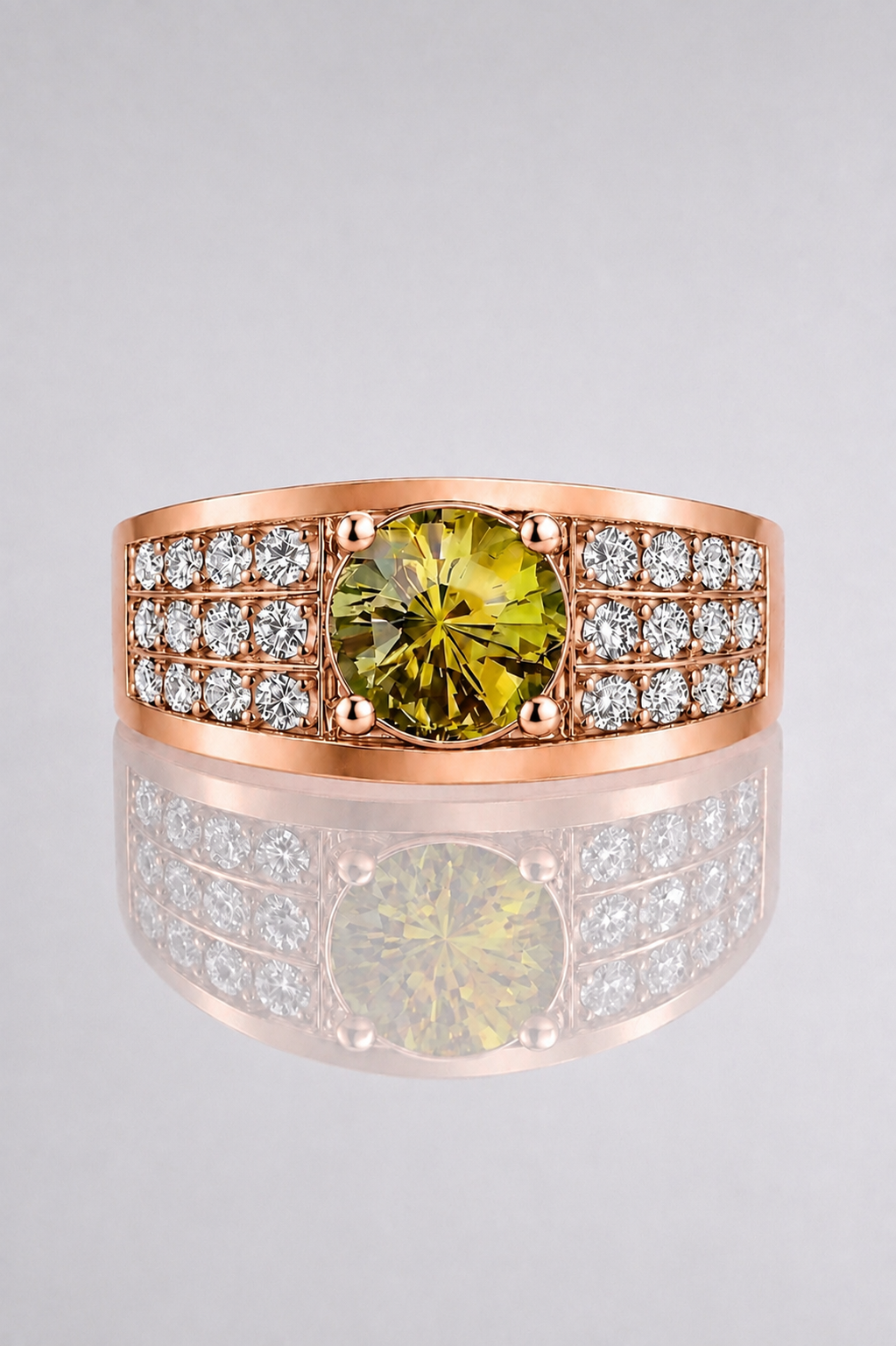 Natural Color Changing Alexandrite Diamond Handcrafted Unisex Rose Gold Ring