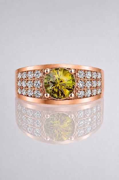 Natural Color Changing Alexandrite Diamond Handcrafted Unisex Rose Gold Ring
