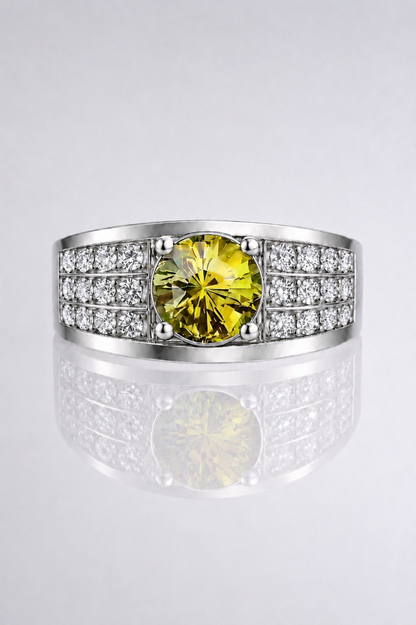 Natural Color Changing Alexandrite Diamond Handcrafted Unisex White Gold Ring