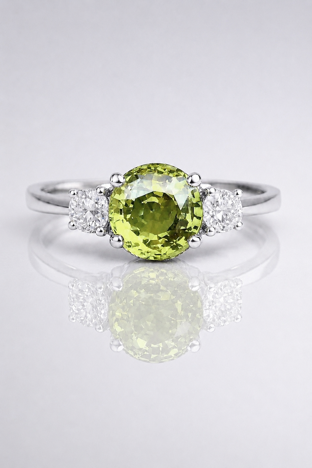 Natural Color Changing Alexandrite Diamond Handcrafted White Gold Ring