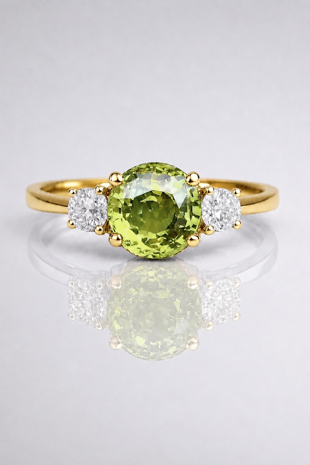 Natural Color Changing Alexandrite Diamond Handcrafted Yellow Gold Ring