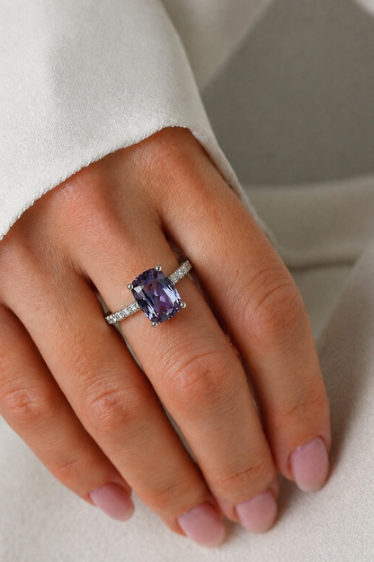 Natural Grey Spinel Diamond Handcrafted Gold Ring Model