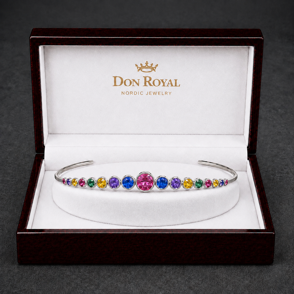 Natural Multicolored Sapphire Handcrafted Gold Tiara Box