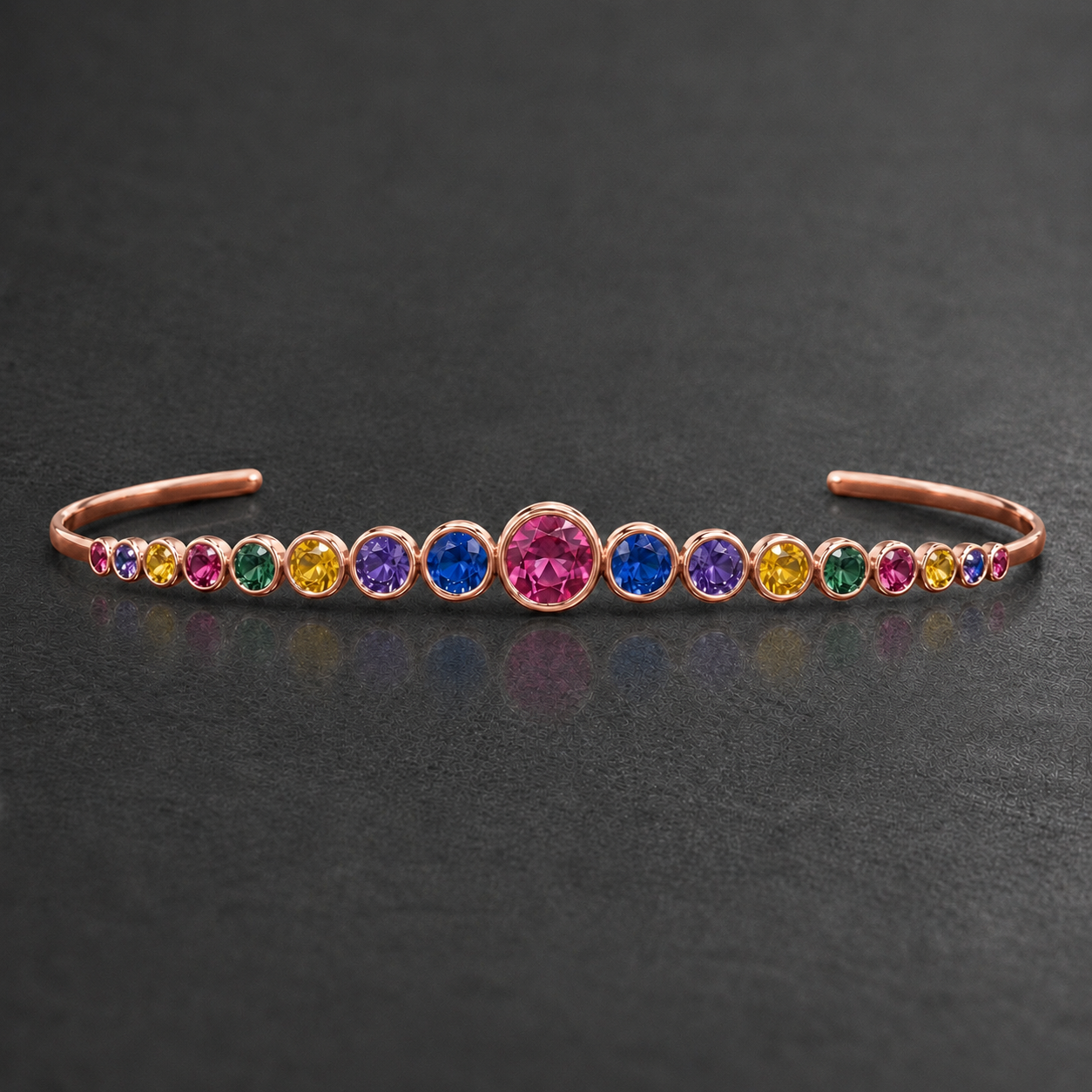 Natural Multicolored Sapphire Handcrafted Rose Gold Tiara