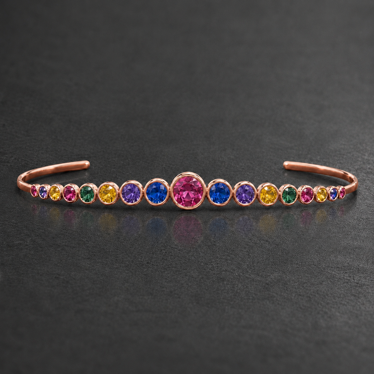 Natural Multicolored Sapphire Handcrafted Rose Gold Tiara