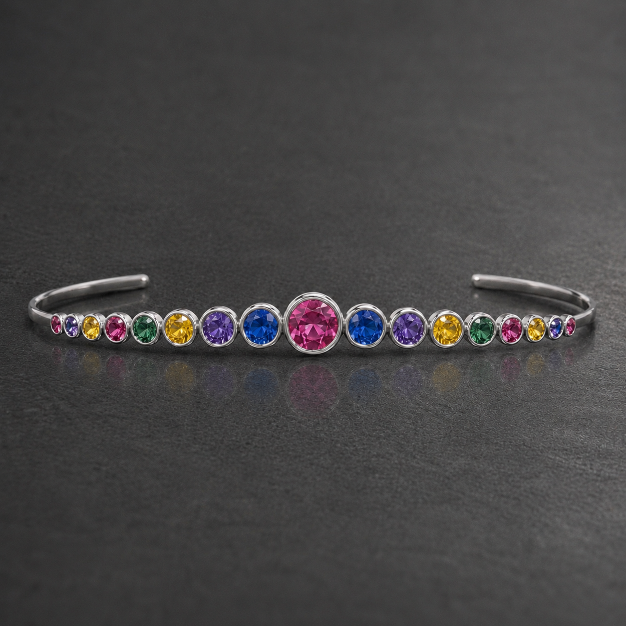 Natural Multicolored Sapphire Handcrafted White Gold Tiara