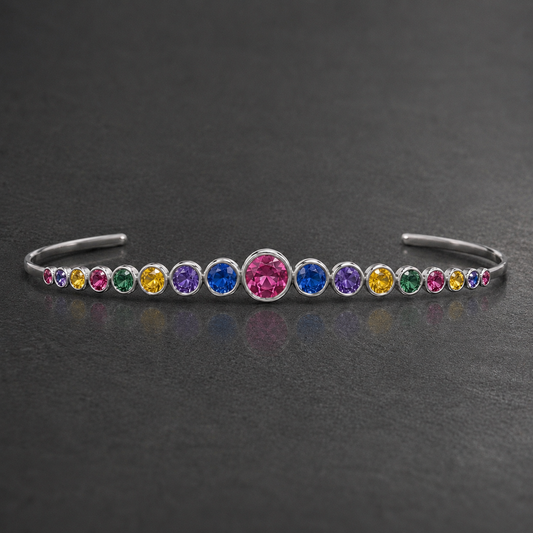 Natural Multicolored Sapphire Handcrafted White Gold Tiara
