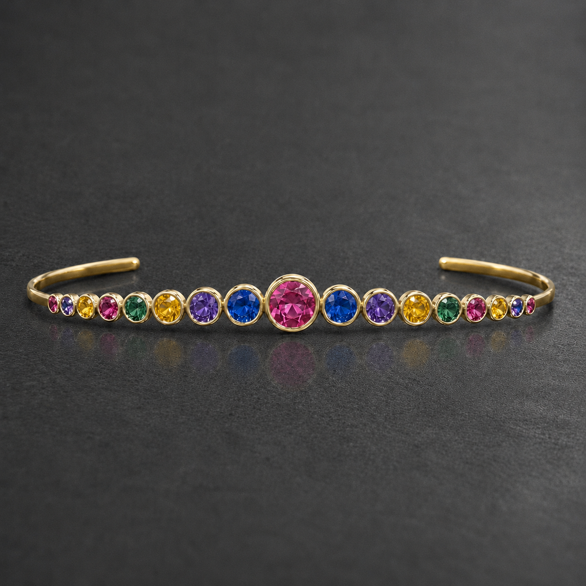 Natural Multicolored Sapphire Handcrafted Yellow Gold Tiara