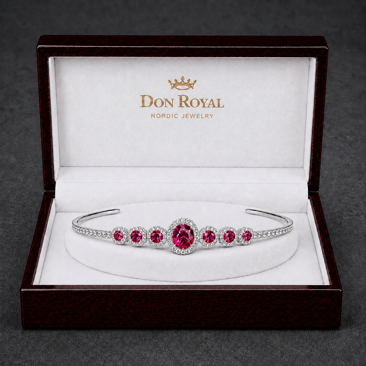 Natural Pink Sapphire Diamond Halo Handcrafted Gold Tiara Box