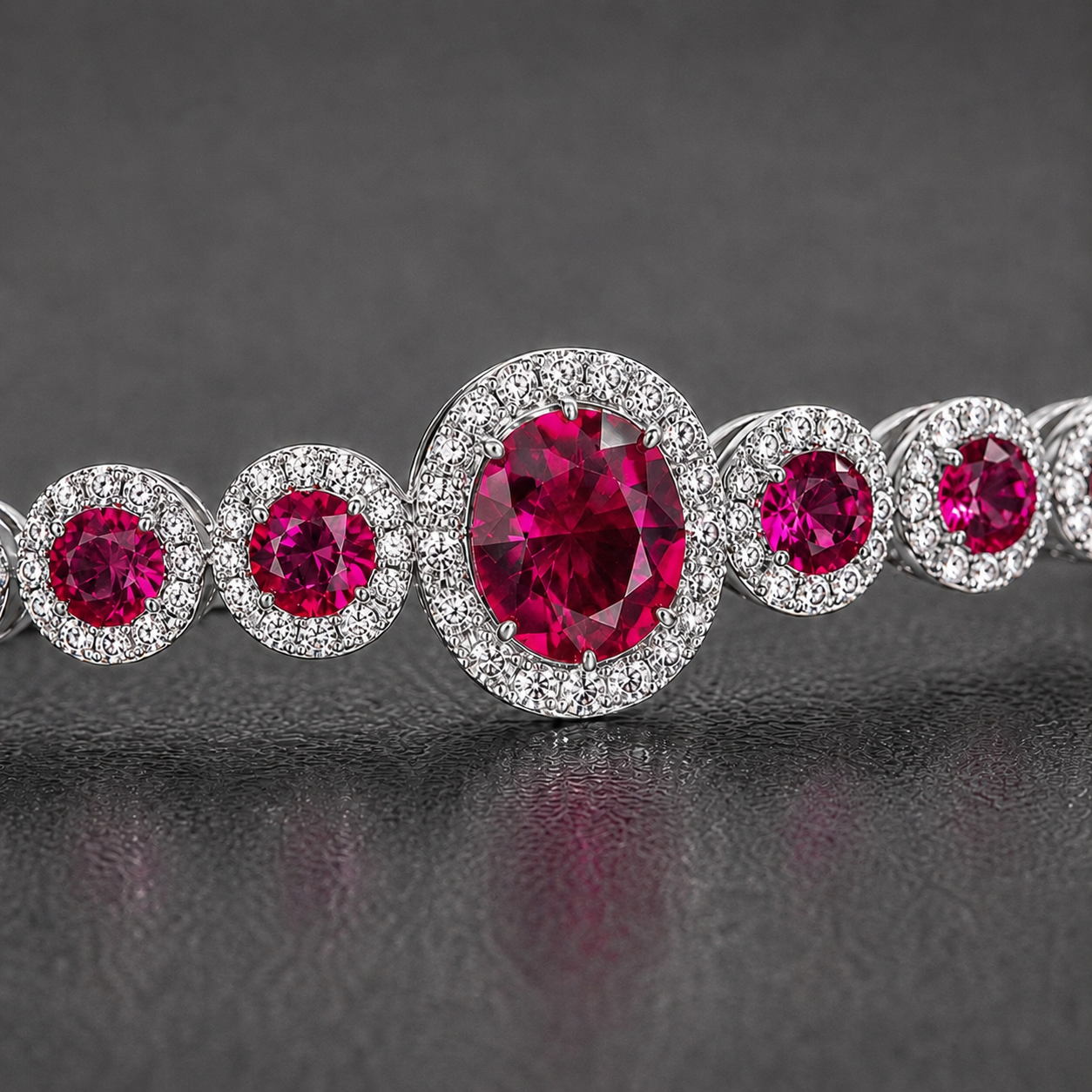 Natural Pink Sapphire Diamond Halo Handcrafted Platinum Tiara
