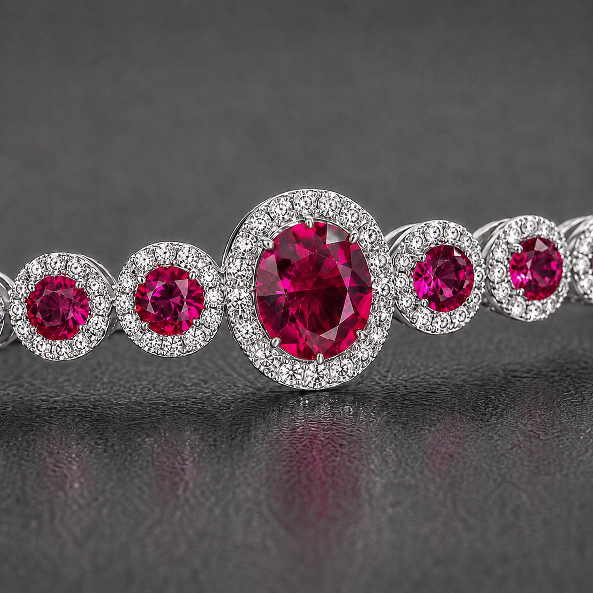 Natural Pink Sapphire Diamond Halo Handcrafted Platinum Tiara