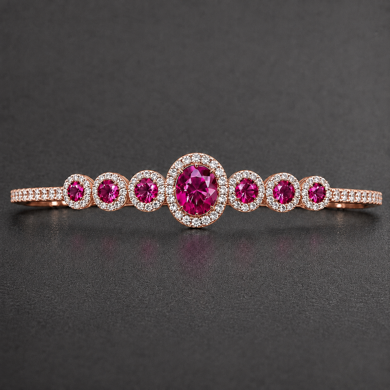 Natural Pink Sapphire Diamond Halo Handcrafted Rose Gold Tiara