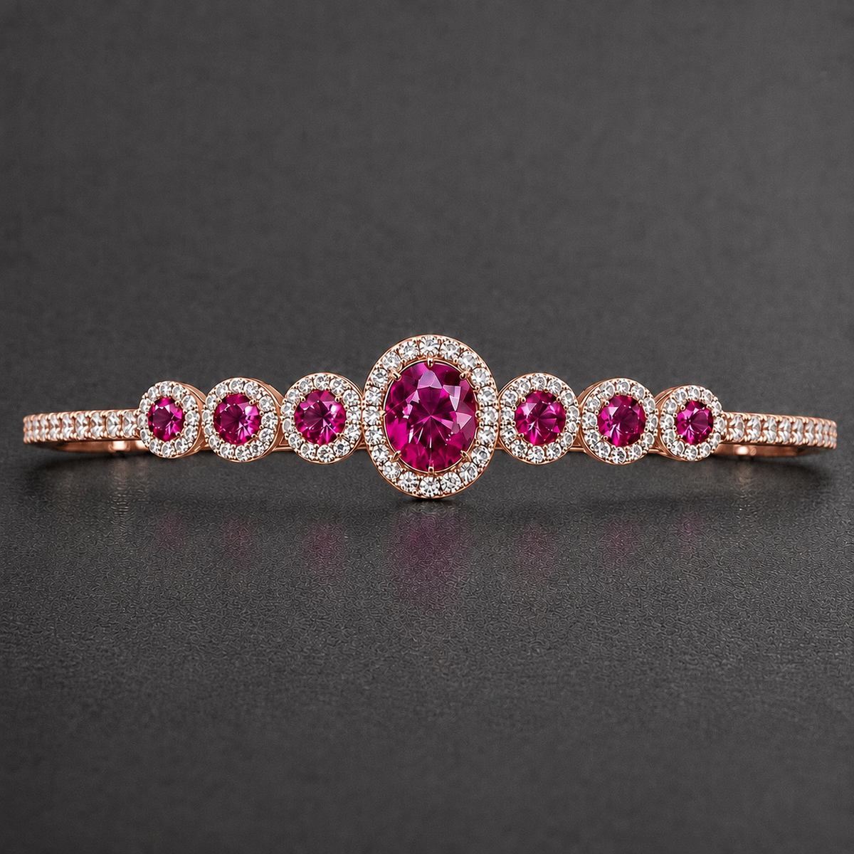Natural Pink Sapphire Diamond Halo Handcrafted Rose Gold Tiara