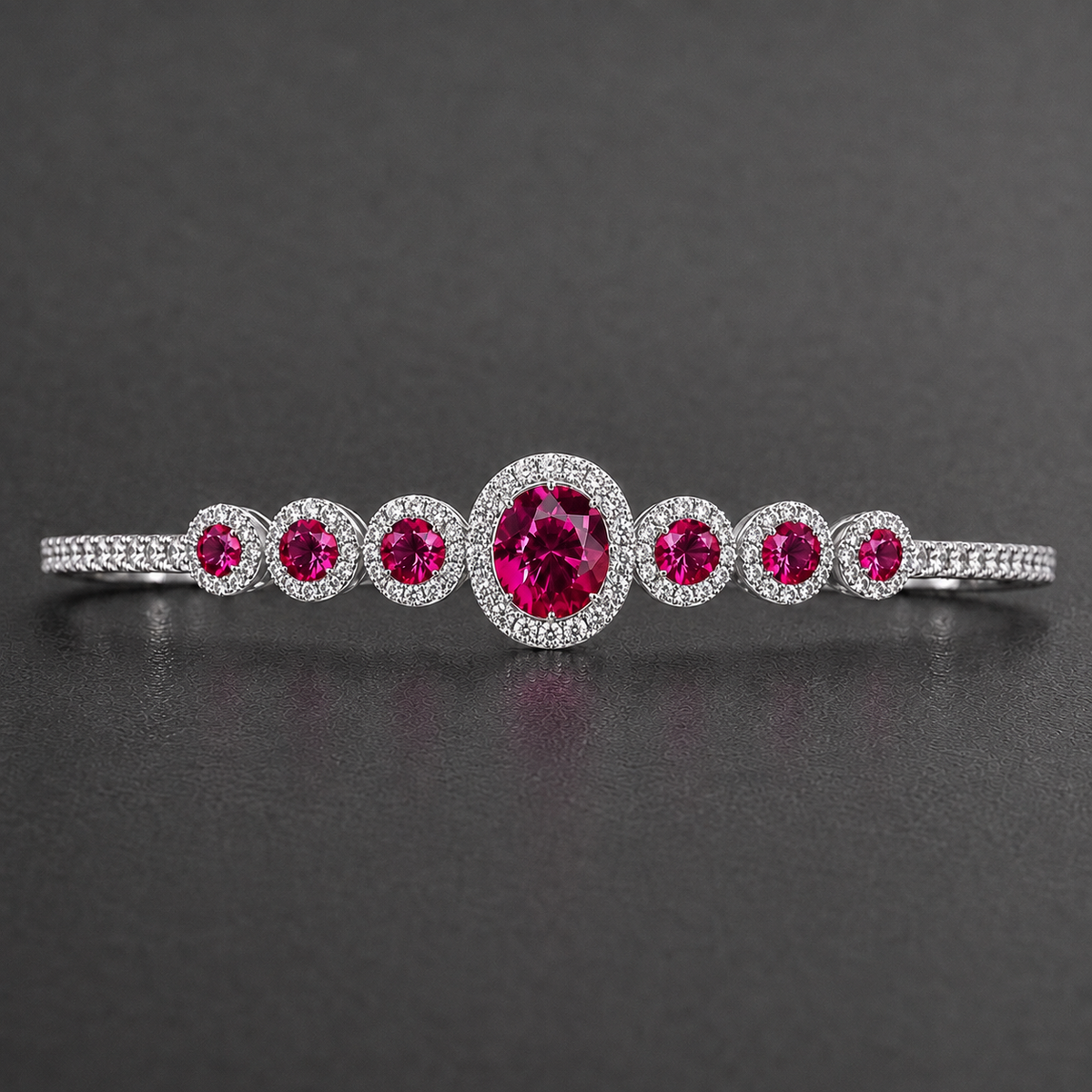 Natural Pink Sapphire Diamond Halo Handcrafted White Gold Tiara