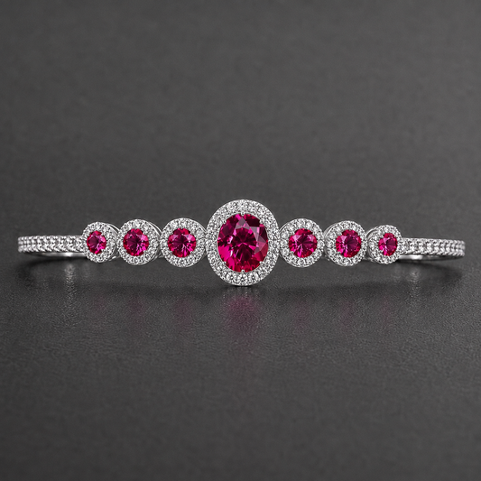 Natural Pink Sapphire Diamond Halo Handcrafted White Gold Tiara