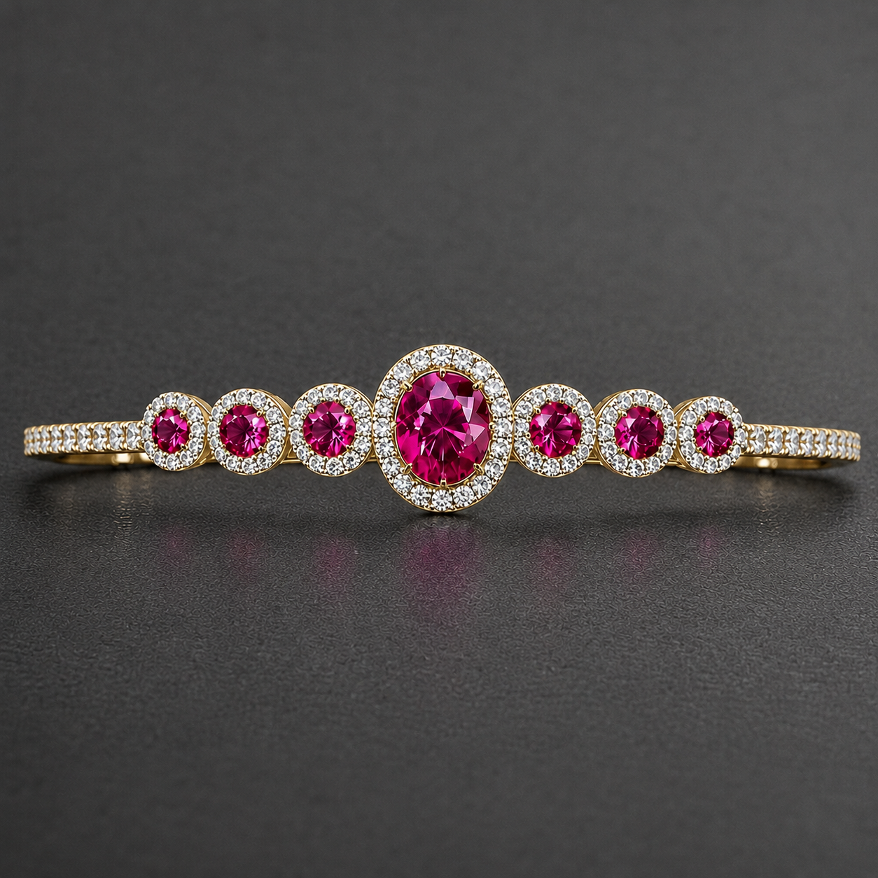 Natural Pink Sapphire Diamond Halo Handcrafted Yellow Gold Tiara