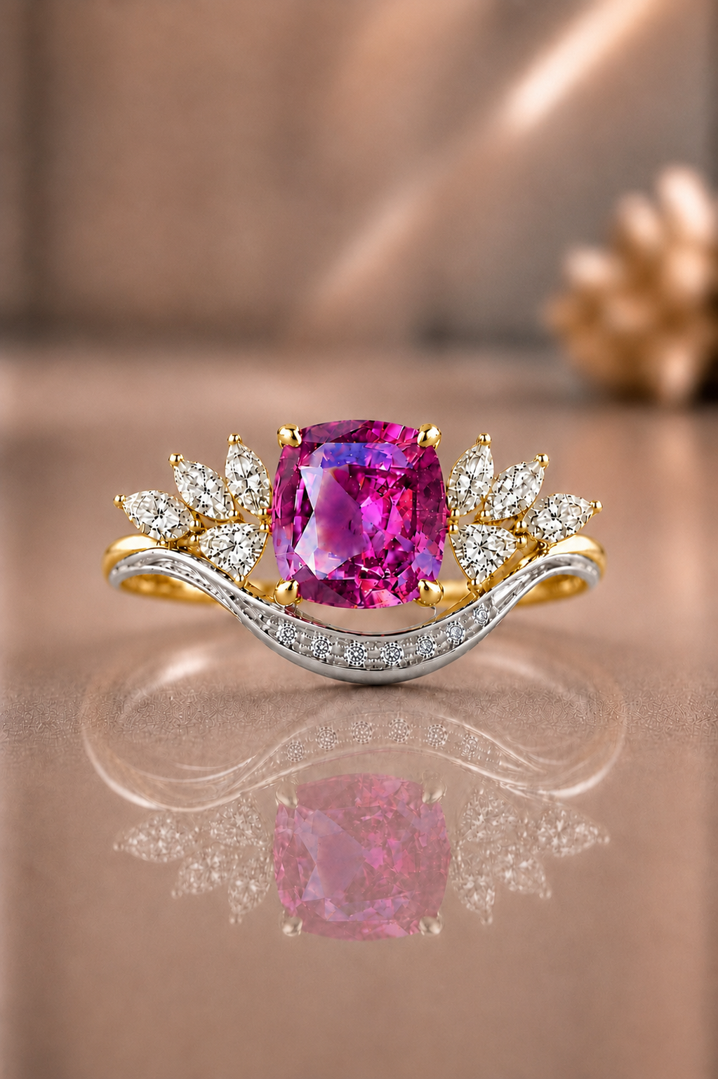 Rozalie Rosa Safir och Diamant Ring