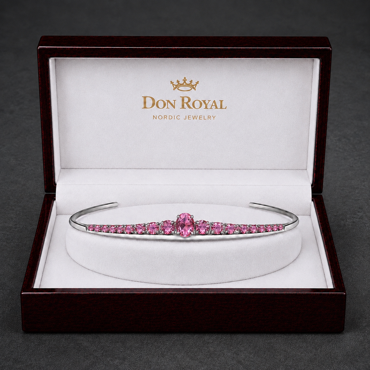 Natural Pink Sapphire Handcrafted Gold Tiara Box