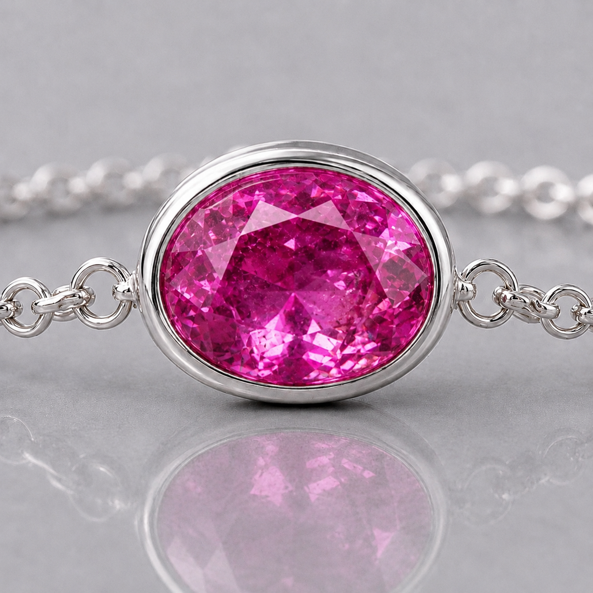 Natural Pink Sapphire Handcrafted Platinum Bracelet
