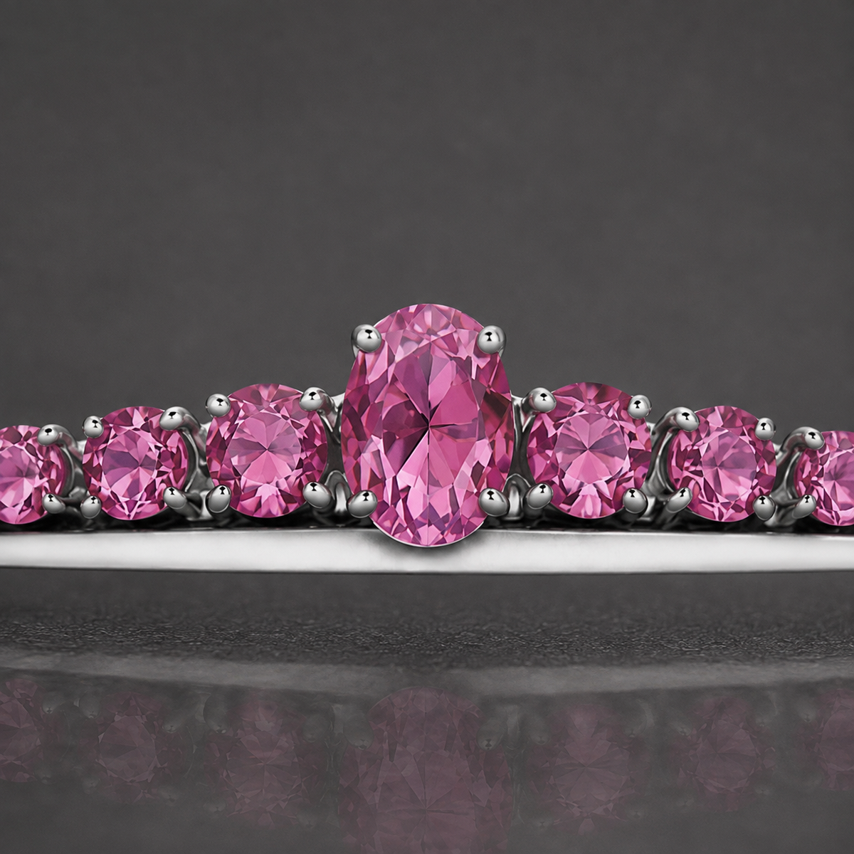 Natural Pink Sapphire Handcrafted Platinum Tiara