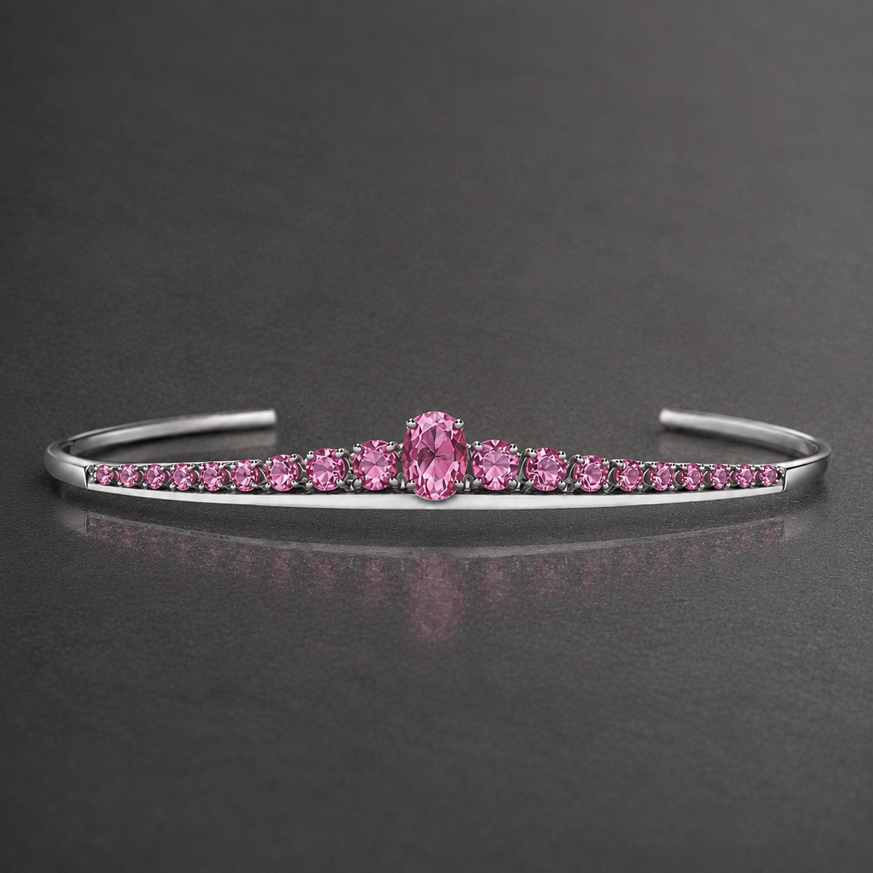 Natural Pink Sapphire Handcrafted White Gold Tiara