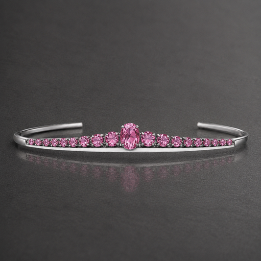 Natural Pink Sapphire Handcrafted White Gold Tiara