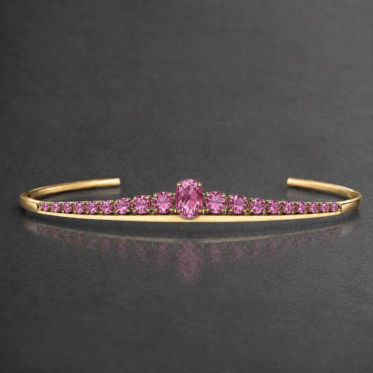 Natural Pink Sapphire Handcrafted Yellow Gold Tiara