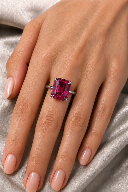 Natural Purplish Pink Rhodolite Garnet Handcrafted Gold Ring Model