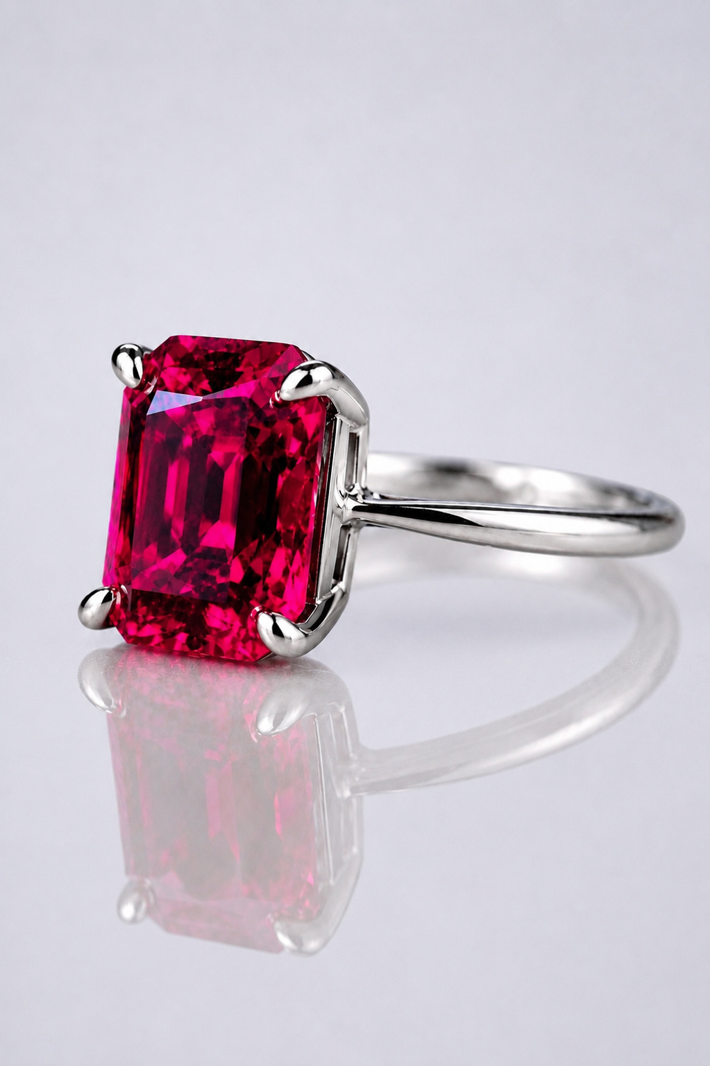 Natural Purplish Pink Rhodolite Garnet Handcrafted Platinum Ring