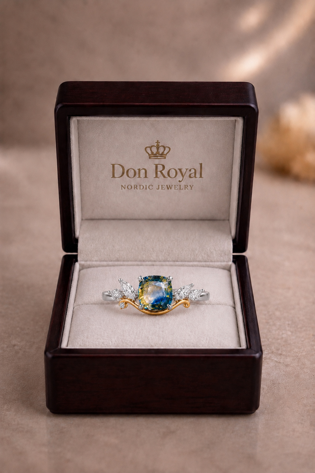 Sylvie Tvåfärgad Safir och Diamant Ring