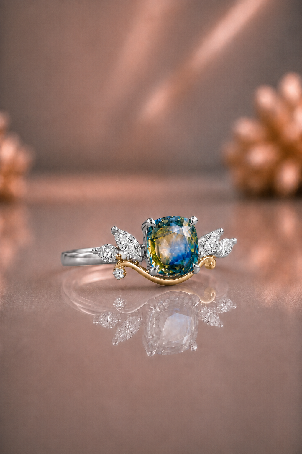 Sylvie Tvåfärgad Safir och Diamant Ring
